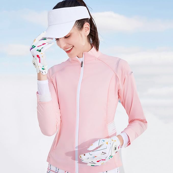 Ladies Golf Gloves Women Right Handed Golfer Left Hand Value 2 Pack with Ball Marker Leather All Weather Grip Breathable Soft Gift Set