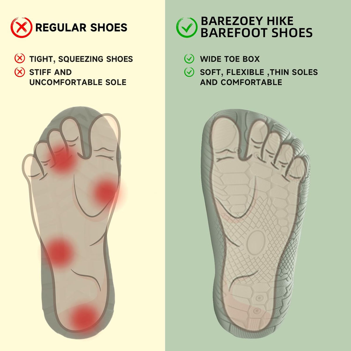 Skiennix Barefoot Shoes - Comfortable Non-Slip Hiking Footwear | Wide Toe Box for Men & Women