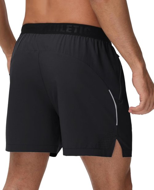 GymBrave Men's 5-Inch Athletic Running Shorts - Lightweight, Quick-Dry with Zipper Pockets