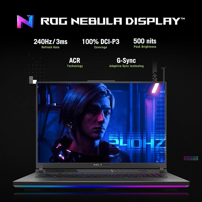 ASUS ROG Strix G18 (2025) Gaming Laptop, NVIDIA RTX 5080 16GB GDDR7, Intel Ultra 9 275HX(Up to 5.4GHz), 18" 240Hz 2.5K Premium Rog Nebula Display, WiFi 7, 64 GB DDR5 RAM, 8 TB SSD, Windows 11 Pro