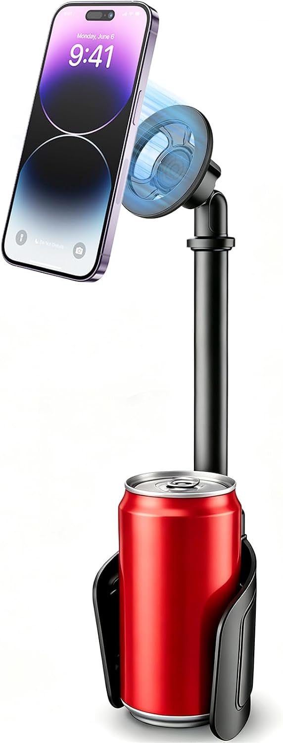 LenTok Magnetic Cup Holder Phone Mount for Car, 2 in 1 One-Hand Operation