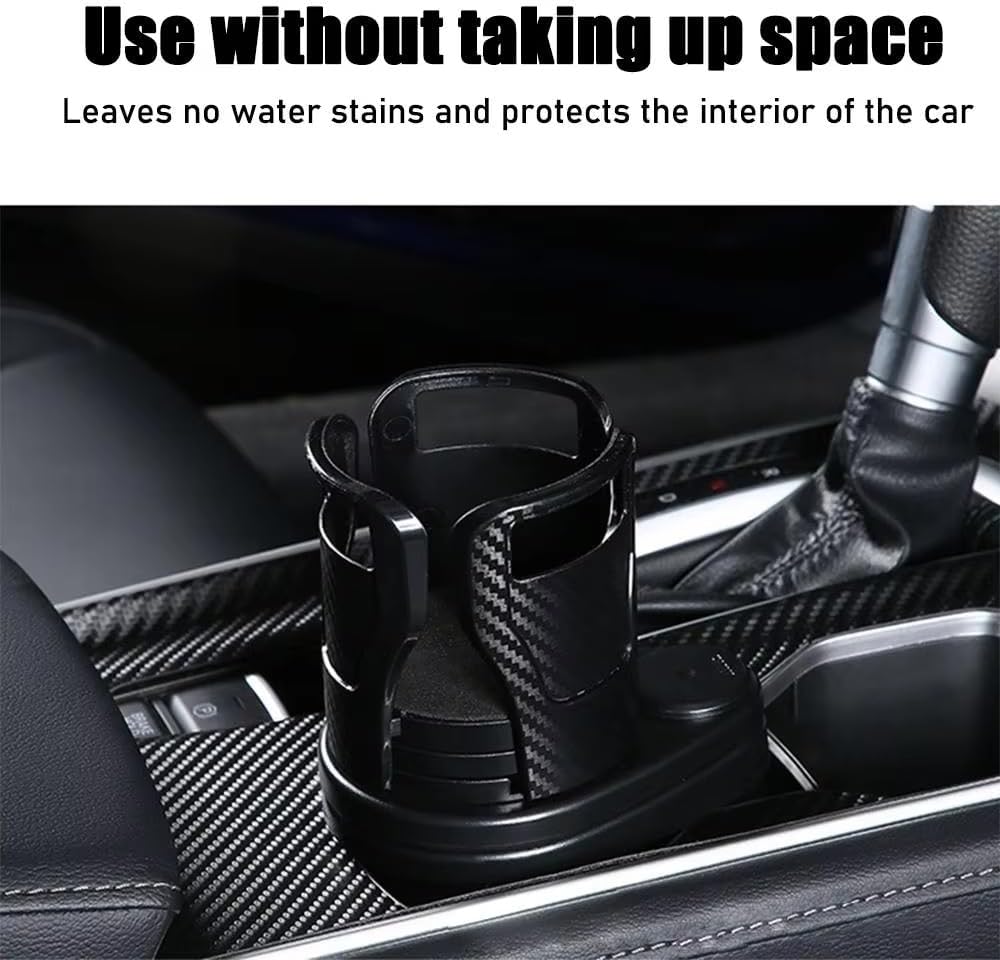 Car Cup Holder Expander for Toyota RAV4 Hybrid 2019-2025 2-in-1 Dual Cup Mount Organizer with 360 Degree Rotating Adjustable Base Black 1 Pack