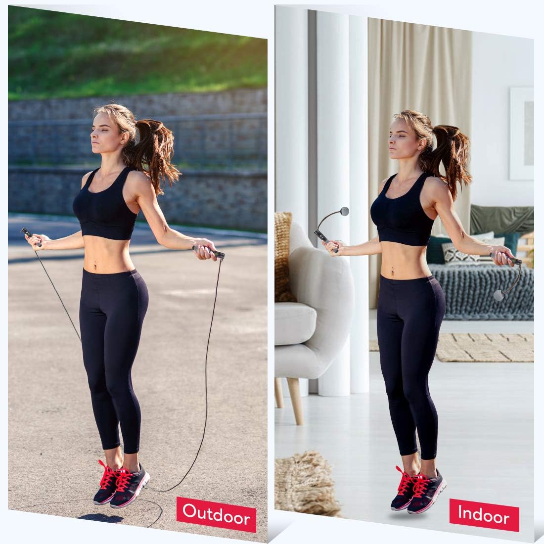 Te-Rich Weighted Jump Rope - Adjustable Length Skipping Rope with Counter for Fitness | Heavy Handles