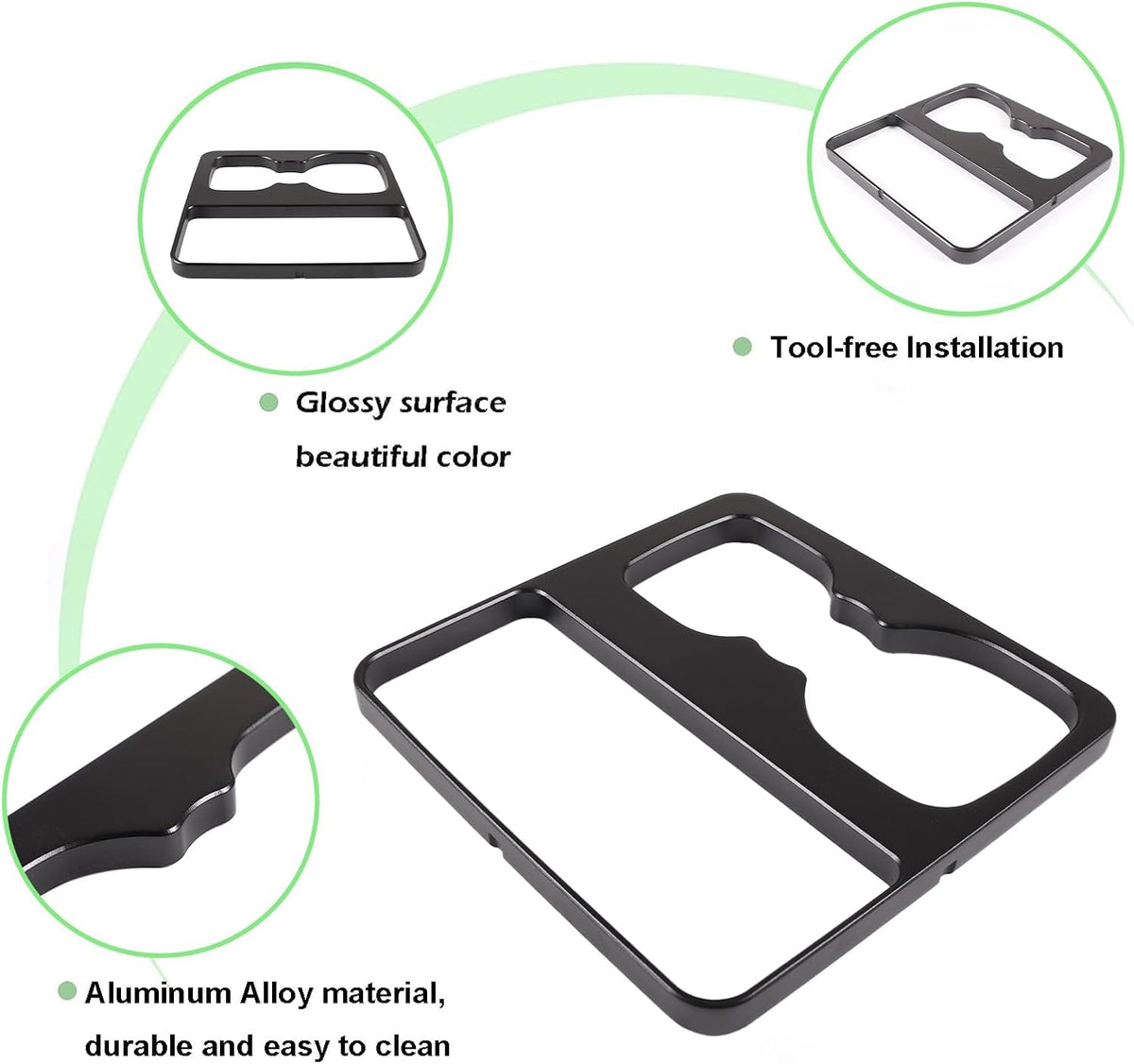 Cup Holder Frame Trim Cover Compatible with Land Rover Defender 90 110 130 2020 2021, Center Console Cup Holder Expander Frame Trim Cover, 1Pcs (Black)