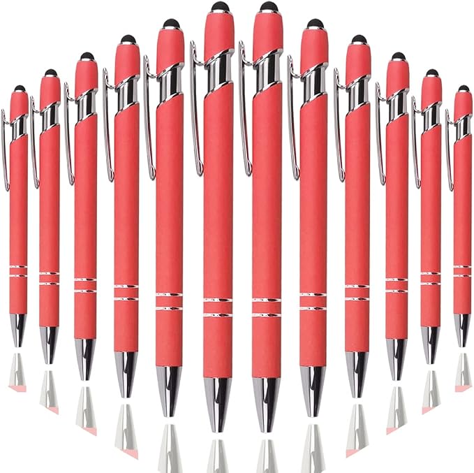 Oddmoal Ballpoint Pen with Stylus Tip, Soft Touch Click Metal Pen, 1.0mm Medium