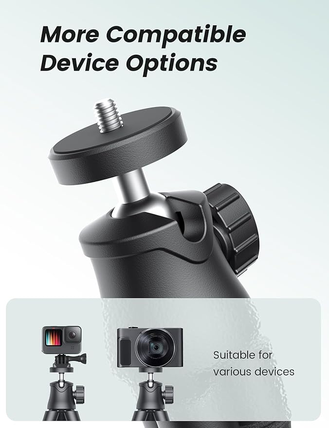Pnitri Phone Tripod Stand, Extendable Reinforced Aluminum Phone Stand