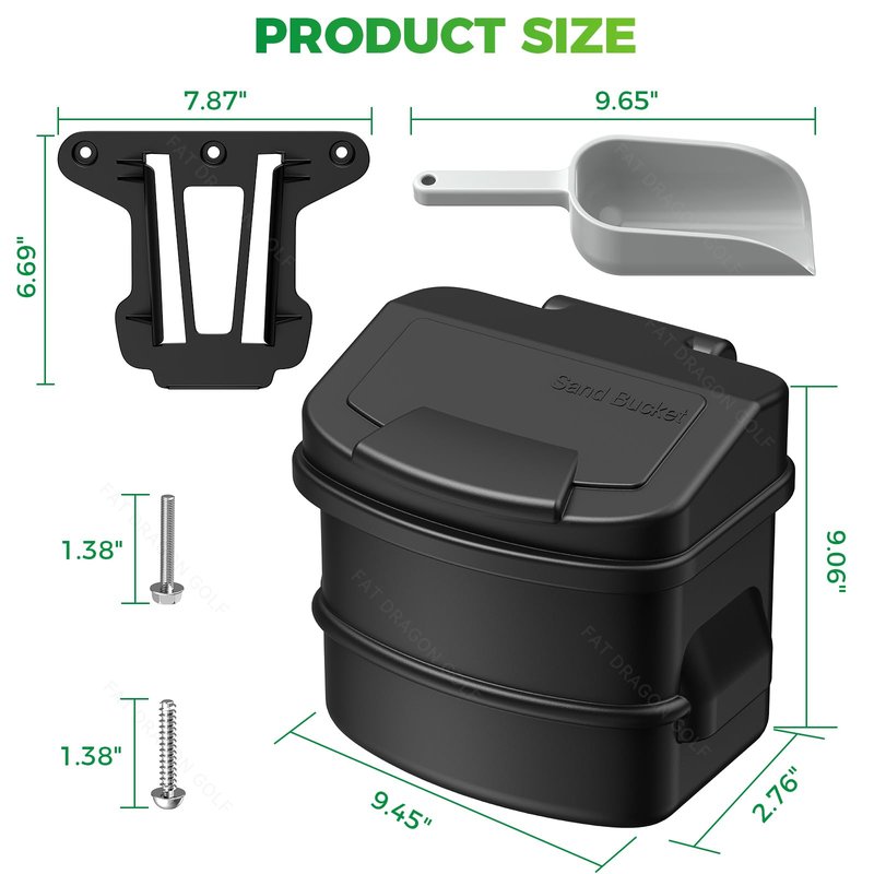 Panglong Large Capacity Sand Bucket with Bracket, Fits for 2004-UP Club Car Precedent/Club Car Tempo and Onward 2-Seater Golf Cart