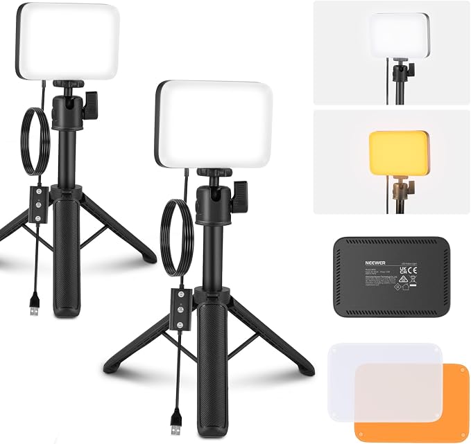 NEEWER BASICS 2 Pack LED Video Panel Light, Video Conference Lighting Kit