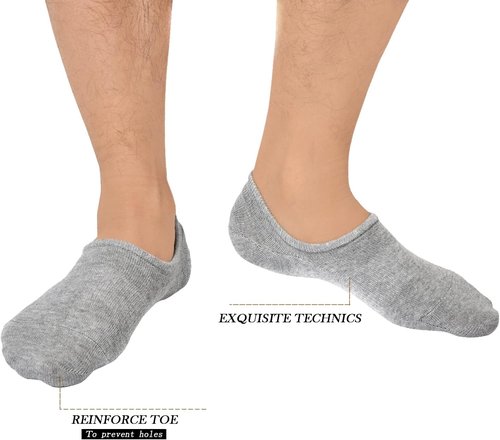 Jormatt Men's No Show Socks - Cotton Low Cut Ankle Socks with Non-Slip Grips | 6/8/12 Pairs