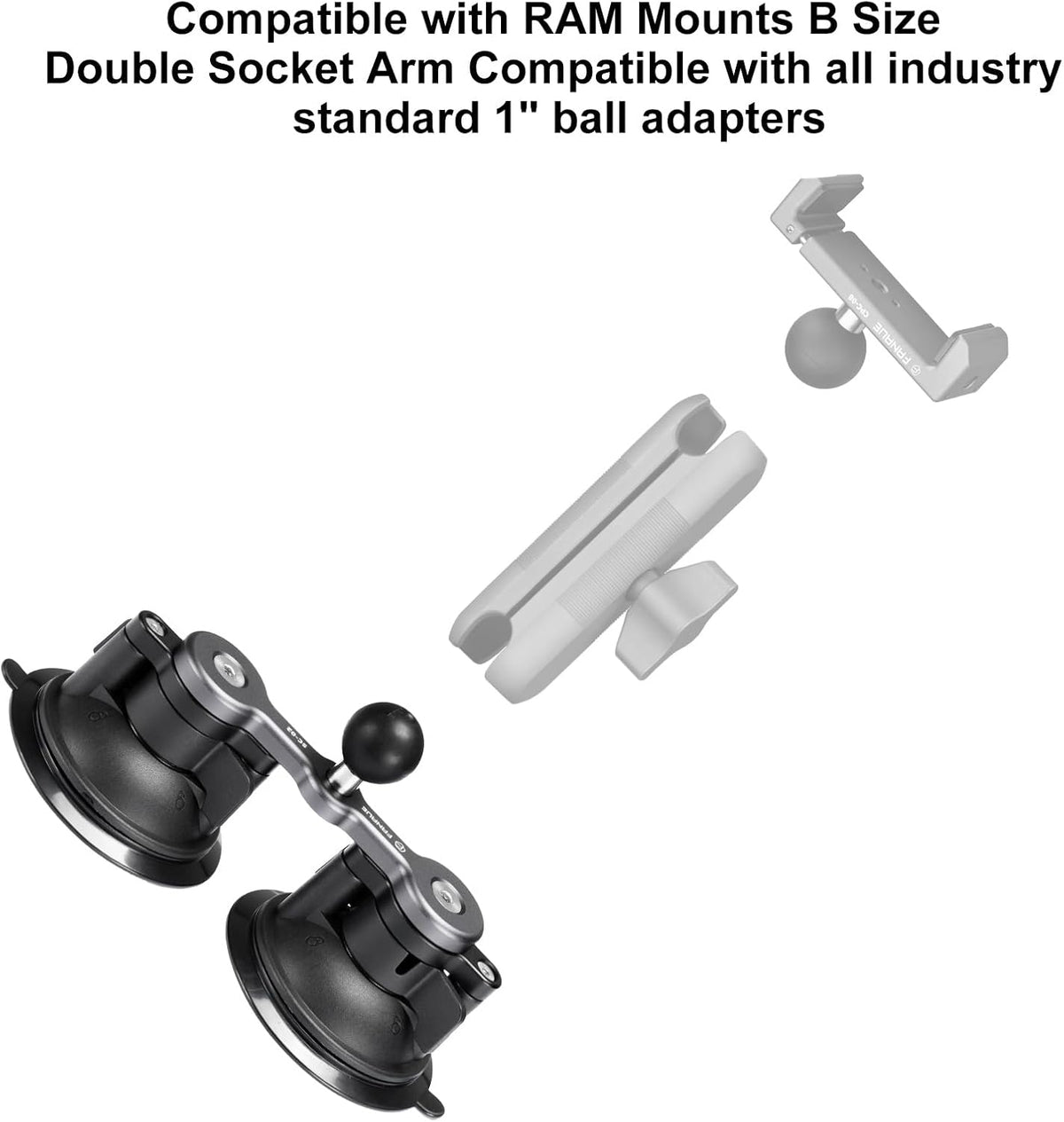 FANAUE Universal Car Phone Mount - Heavy-Duty Sticky Gel Suction Cup with 25mm Ball, 1" RAM-Compatible Windshield/Dashboard Phone Holder for Cars, Trucks & SUVs - Secure Anti-Slip Auto Accessories