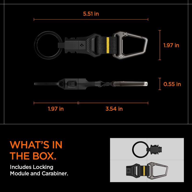 Spigen Life Magnetic Keychain Key Holder Quick Release Magnetic System and Secure Lock System, Detachable Magnetic Keychain Carabiner Key Ring Clip, Car Keychain Clip for Men Women