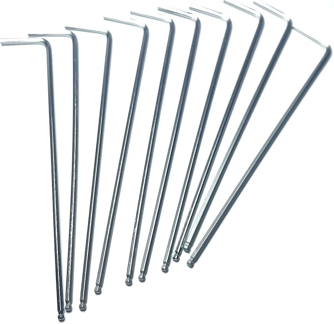 10pcs 5/64 Ball End Allen Wrench sets,5/64" Hex Key Wrench set,allen key Door Key L Shaped hex wrench set with Long Arm.