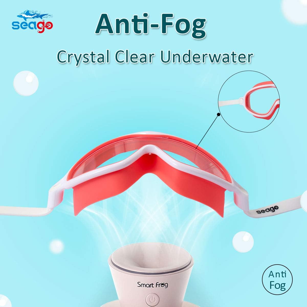 Seago Swim Goggles - Anti-Fog & Anti-UV Wide View Design for Kids Ages 3-15 | 2 Pack
