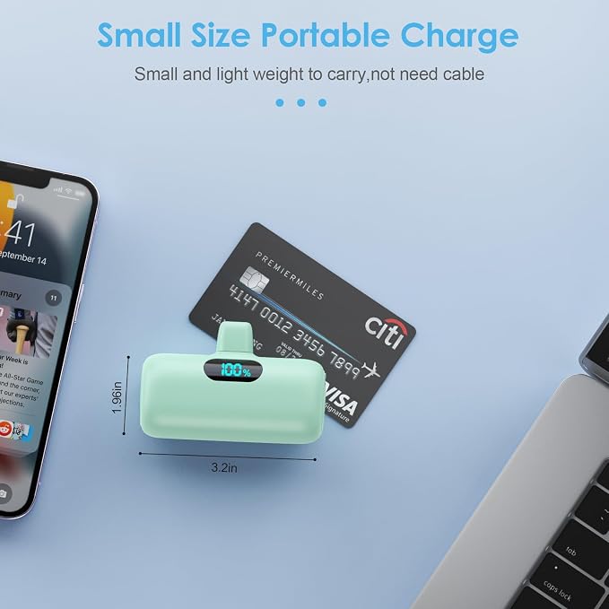 Mini Portable Charger USB C Power Bank,Upgraded 5000mAh PD Fast Charging Battery Pack Built-in USB-C Connector Travel Essential for iPhone17/17Pro/17Pro Max/Air/16 Plus/16Pro Max/15 Series,Android etc