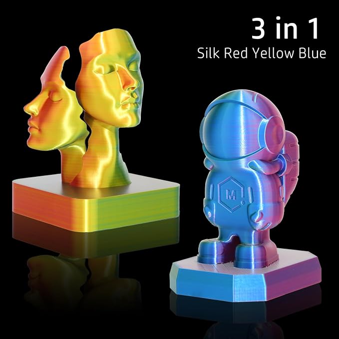 LOVOON 3D Tri-Colors PLA Printer Filament 1.75mm, Silk PLA Red Yellow Blue