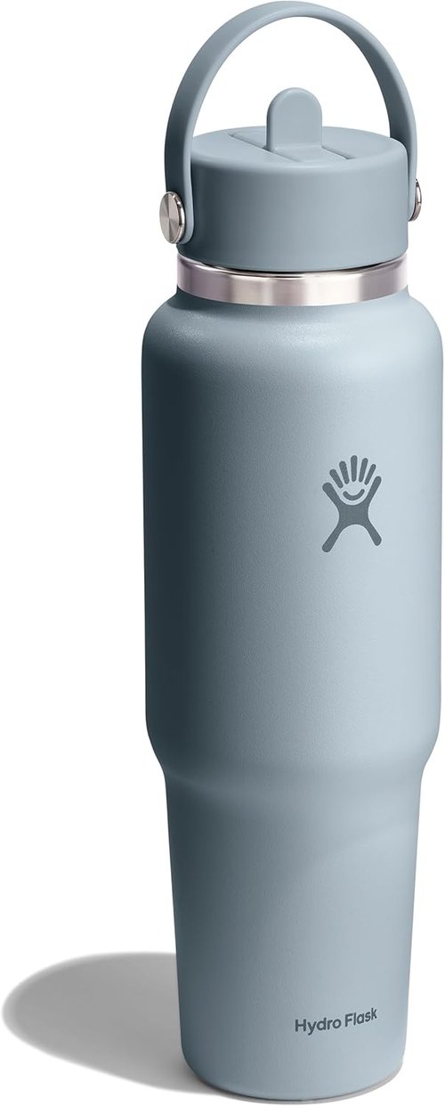 Hydro Flask Travel Water Bottle - Insulated Stainless Steel with Wide Straw Lid - 40 Oz Shale Gray
