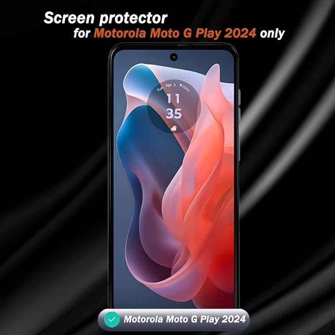 2 Pack Privacy Tempered Glass for Motorola Moto G Play 2024 Screen Protector
