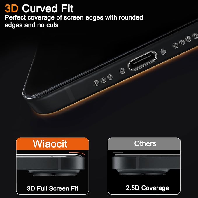 Wiaocit 3 Pack Tempered Glass Screen Protector