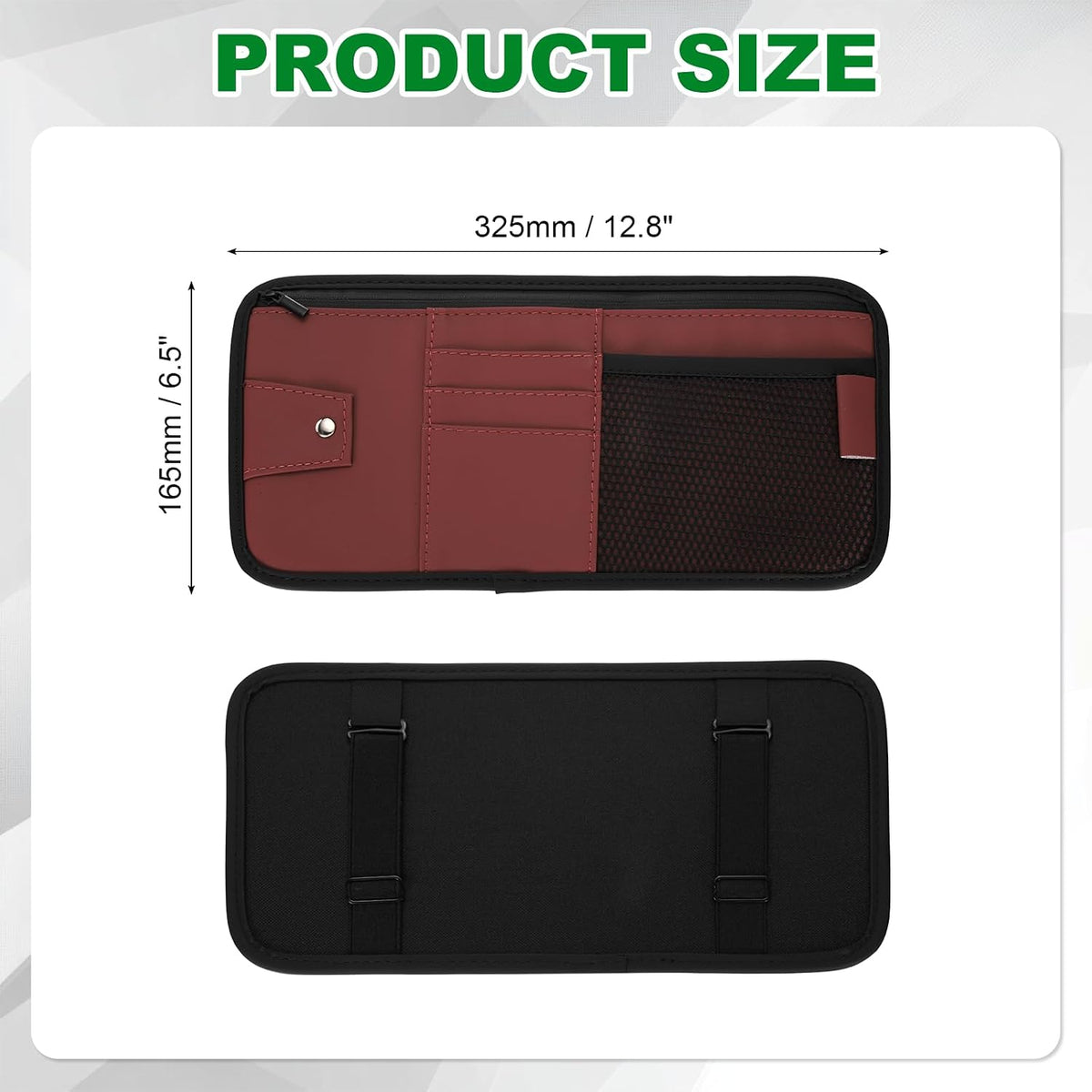 PATIKIL 1 Pcs Car Sun Visor Organizer, 12.8 x 6.5 Inch PU Leather Vehicle Storage Pouch Holder for Sunglasses Card Pen Driver License Car Accessories, Red