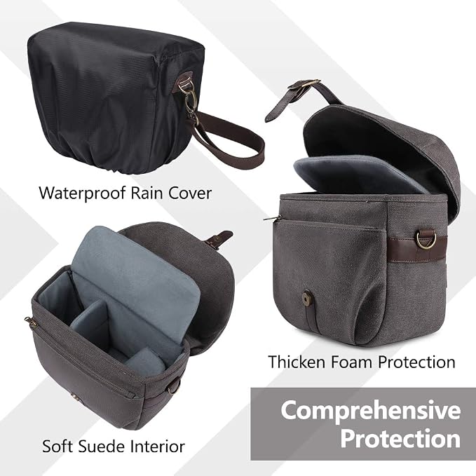 BAGSMART Camera Bag, SLR DSLR Canvas Crossbody Camera Case, Compact Camera