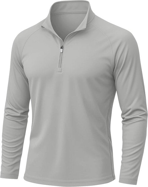 KEFITEVD Men's Long Sleeve UPF 50+ Sun Protection Shirt - Quick Dry 1/4 Zip Fishing & Running Rash Guard