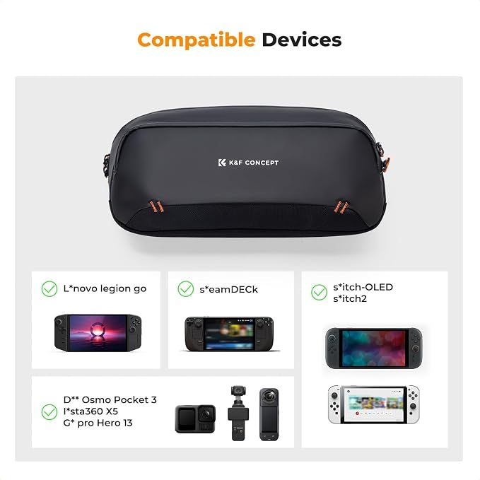 K&F CONCEPT Storage Sling Bag, Vlog Photography Camera Bag, Portable Carrying