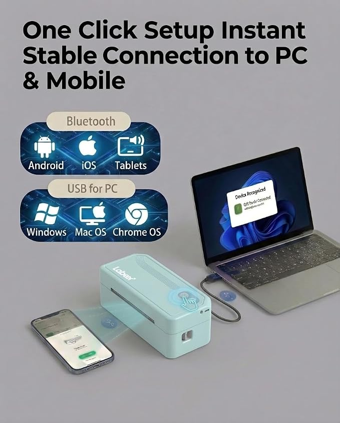 Labeer Bluetooth Thermal Shipping Label Printer, Wireless 4x6 Label Printer
