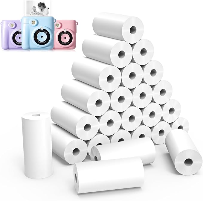 25 Rolls Instant Print Camera for Kids Refill Print Paper