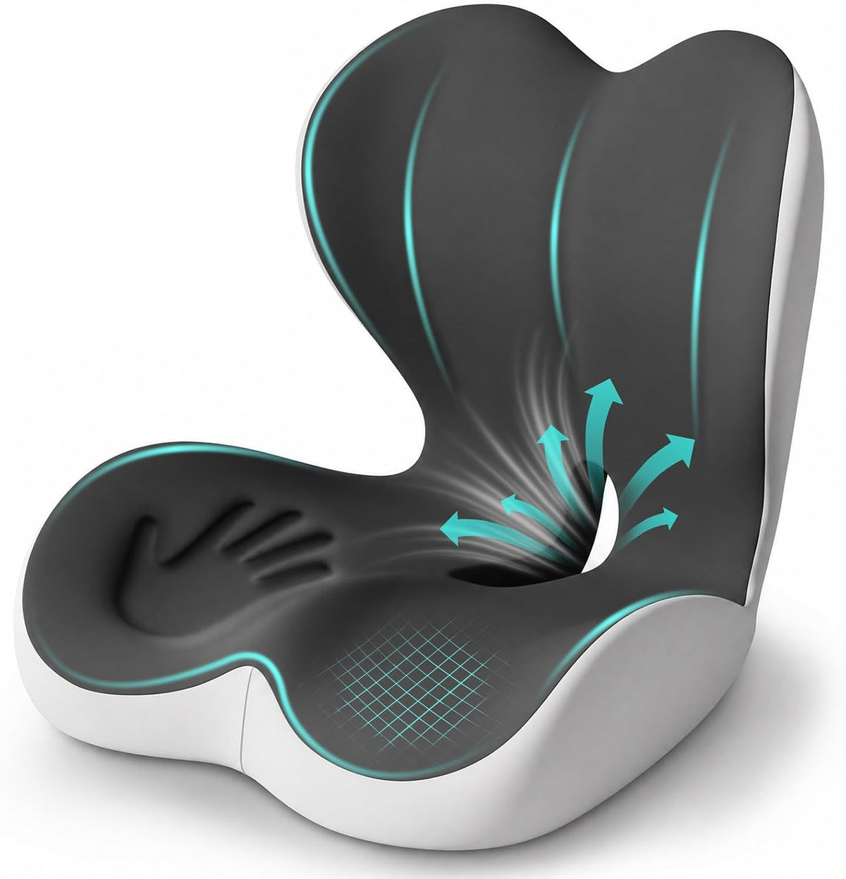 Upgrade Celivna Orthopedic Cushion Seat, Orthopedic Cushion for Car, Back and Seat Cushion Pro, Ergonomic Memory Foam Seat Cushion, Non-Slip Belt Backrest for Soothe Pressure Relief（Black&Gray）