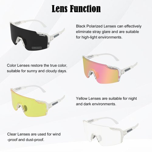FOCUHUNTER Polarized Sports Sunglasses for Men Women, UV400 Cycling Eyewear for Baseball Running Cycling Glasses 4 Lenses