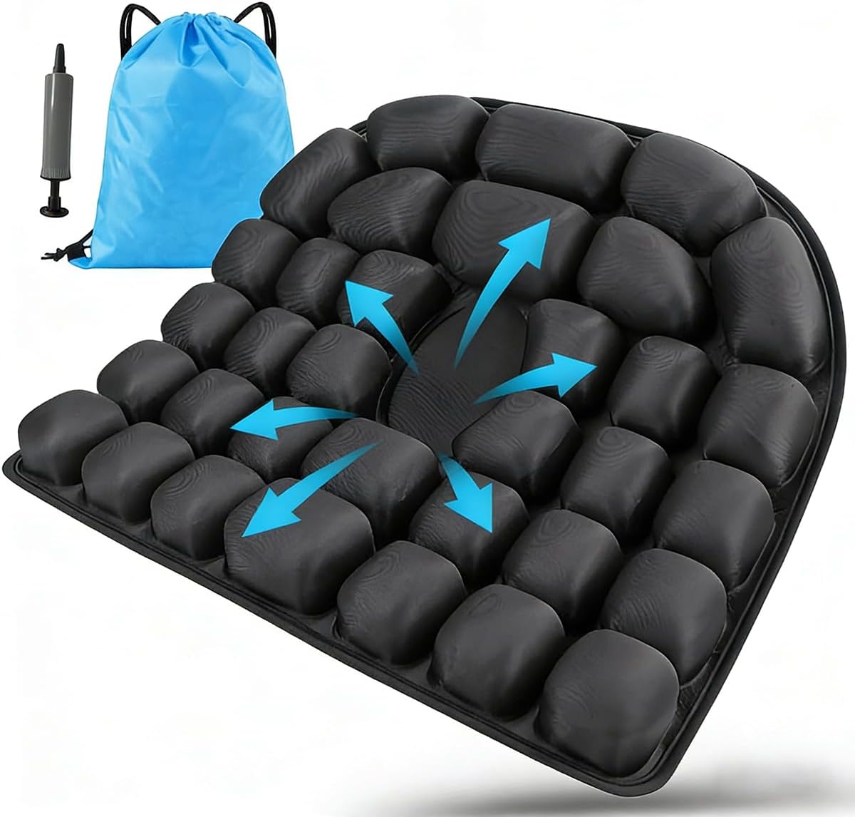 Inflatable Seat Cushions for Travel,42 Cells Ultra Withstand Weights and Non-Slip, Pressure Relief Seat Cushion for Airplane, Car, Wheelchair,Office Chairs, Pain Relief for Tailbone, Back, Sciatica