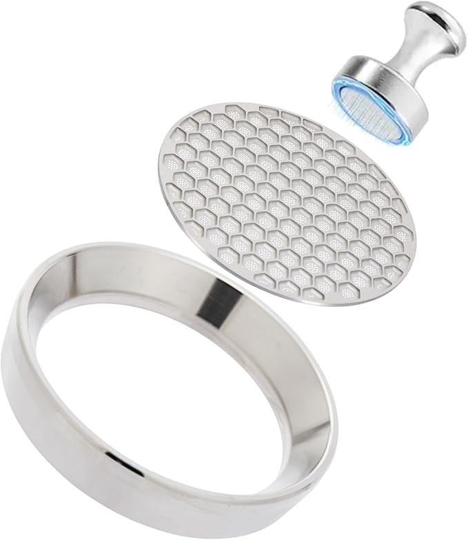 58mm Magnetic Espresso Dosing Funnel & Puck Screen Set - 304 Stainless Steel Coffee Dosing Ring Compatible with Rancilio, Gaggia, All 58mm Portafilters