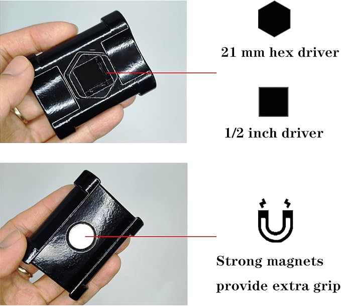 Universal Wrench Extender for 1/2 Inch Drive Breaker Bars / 21mm Hex Drive Wrench, Wrench Extension Tool for More Leverage on Stubborn Nut and Bolt, Extended Wrench Adapter for Cheater Bar