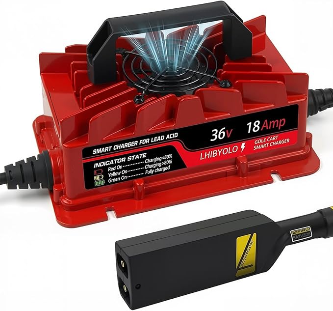 36V Golf Carts Battery Charger for 18 AMP EZGO TXT, 4-6 Hours Full Charger, Club Car Charger 36 Volt,with 2008-Present EZGO TXT