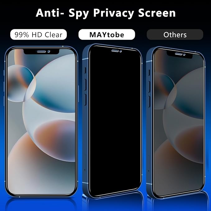 MAYtobe [2+2 Pack Designed for iPhone 12 Pro Privacy Screen Protector, Privacy