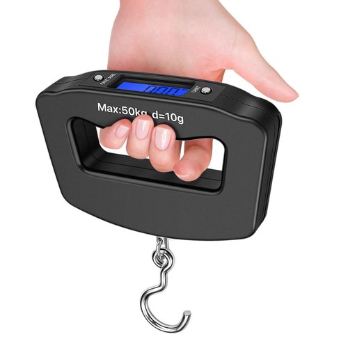 Flexzion Digital Luggage Scale - Portable 110 Lb Baggage Weight Scale with 10g Accuracy | Black