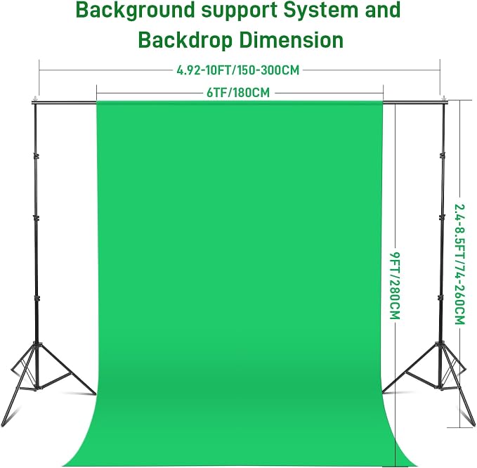 Photography Lighting kit with Backdrops, 8.5x10ft Backdrop Stands, Zyernar LED
