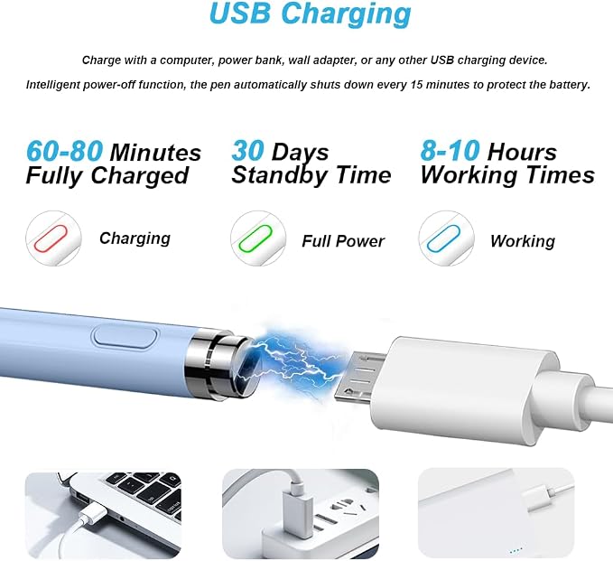 DOGAIN Active Stylus Pen for Touchscreen, iPad Pencil 1.5mm Fine Point Pen