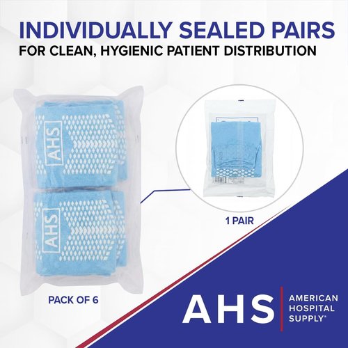 AMERICAN HOSPITAL SUPPLY Non-Slip Hospital Socks, Anti-Skid, Anti-Slip Gripper Socks for Medical or Home Use, Ice Blue, XXX-Large, 6 Pairs