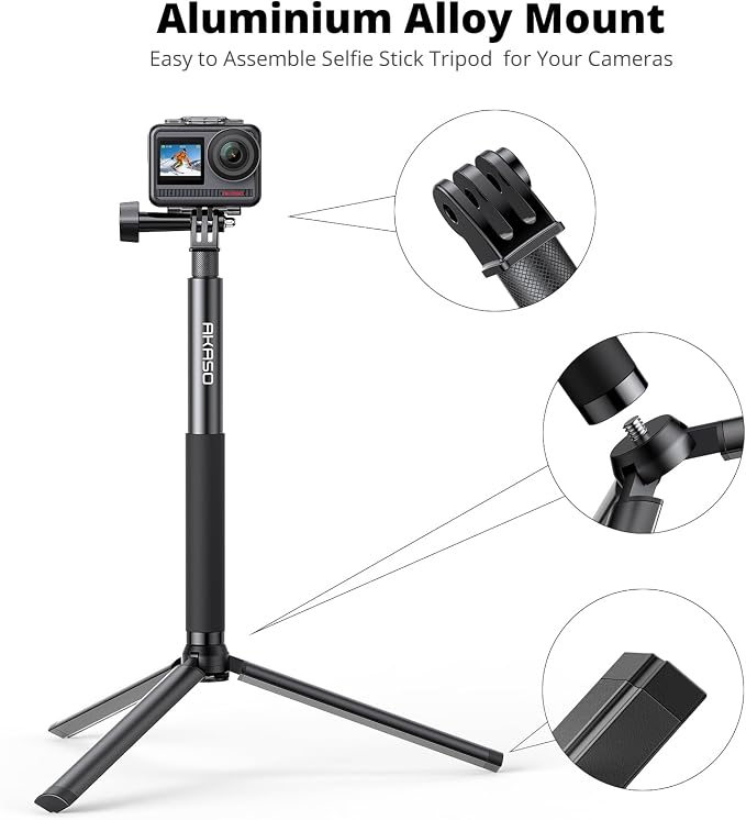 AKASO 49.2"/120cm Extendable Selfie Stick and a Tripod Stand Action Camera