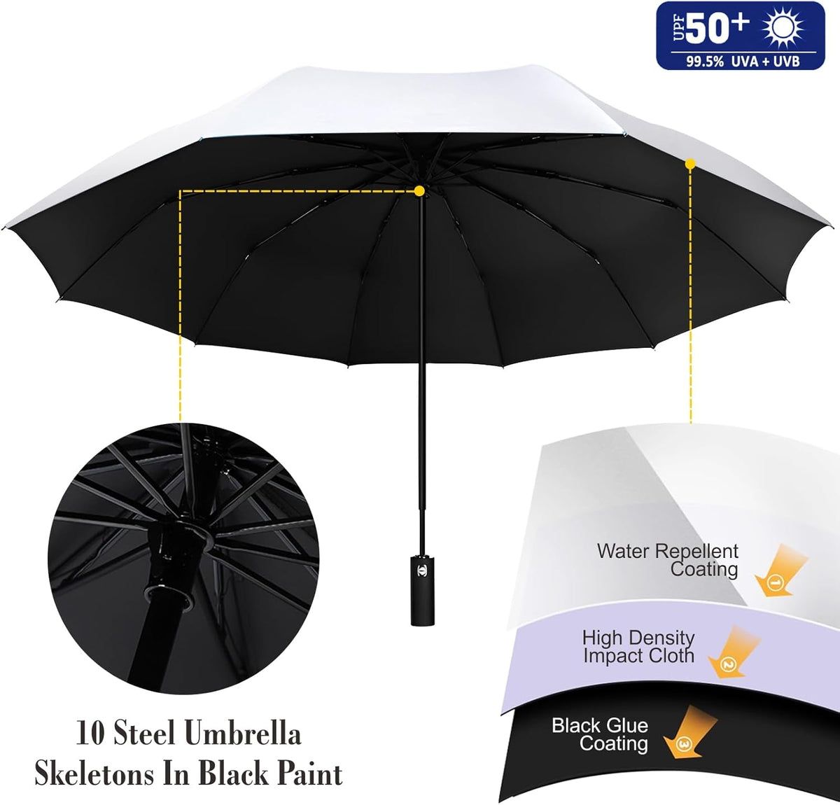 Skiennix UPF 50+ Beach Umbrella - Adjustable Universal Clamp for Ultimate Sun Protection
