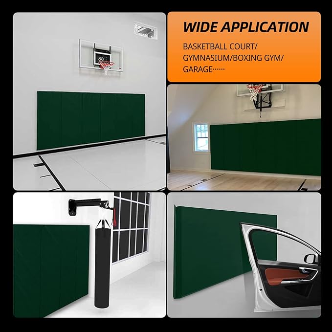 PROGOAL Gym Wall Paddings Basketball Court Wall Protection Pad - 2”Thick Foam Wall Mat Durable Protector for Wall-Mounted Basketball Hoops Garage Taekwondo（60" Lx20 W）