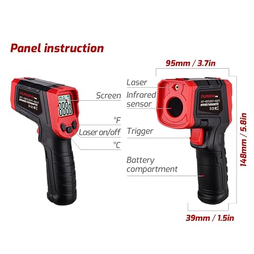 MUFASHA Infrared Thermometer Temperature Gun, -25.6℉ to 752℉ Dual Laser High