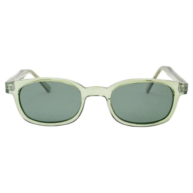 X-KD's Sunglasses 11269 20 Percent Larger than Original KD's ANSI Z80.3 Clear Green Frames w/Polarized Green Lenses