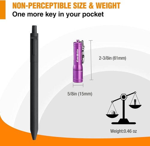 EverBrite Mini LED Keychain Flashlight - Bright Portable Pocket Torch for EDC & Emergencies | Purple