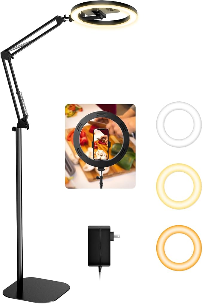 Ring Light with Stand Tripod for iPhone – Upgrade 1800 Lumens 10” Overhead