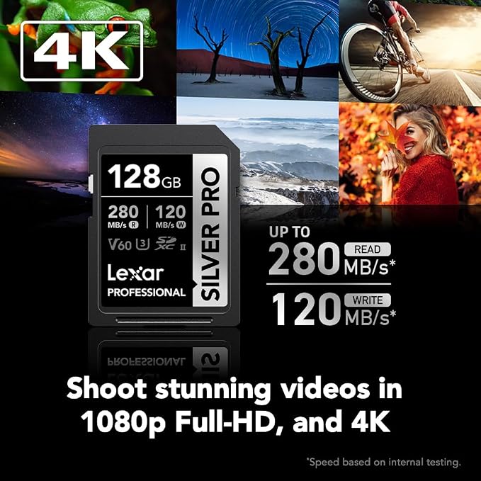 Lexar 128GB Professional SILVER PRO SD Card, Full HD,