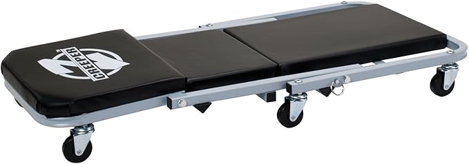 Eisen® ES8 Heavy Duty Adjustable Work Table with Drawers, Rolling Tool Tray with Wheels of 220lbs Capacity and Pro-Lift C-2036D Grey 36" Z-Creeper Seat , Black