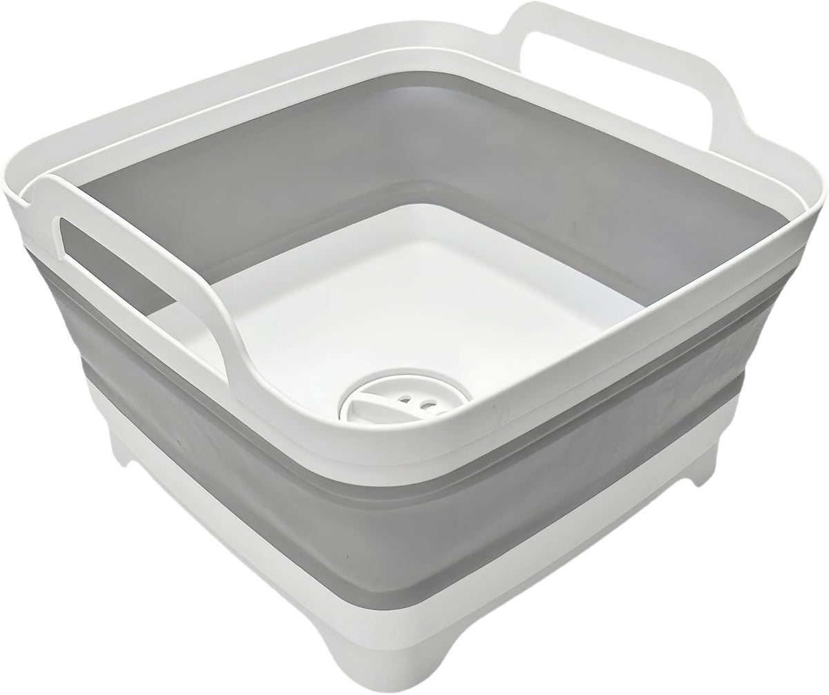 MontNorth Collapsible Basin Bucket,9L Collapsible Dishpan with Drain Plug for Kitchen Sink,5L Portable Foldable Small Plastic Water Supplies for Outdoor Garden Camping Fishing Car Wash(Sets of 2)