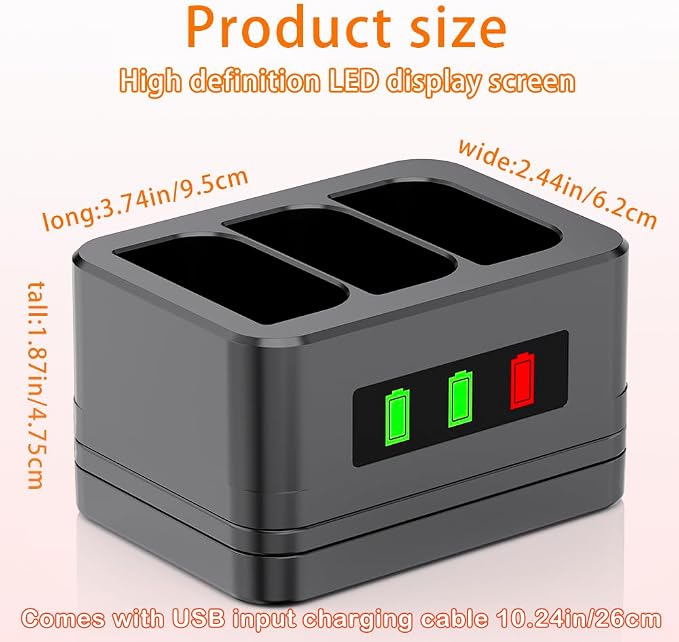 2 Pack 3-Slot Battery Charger/Charging Dock/Charging Station, Suitable